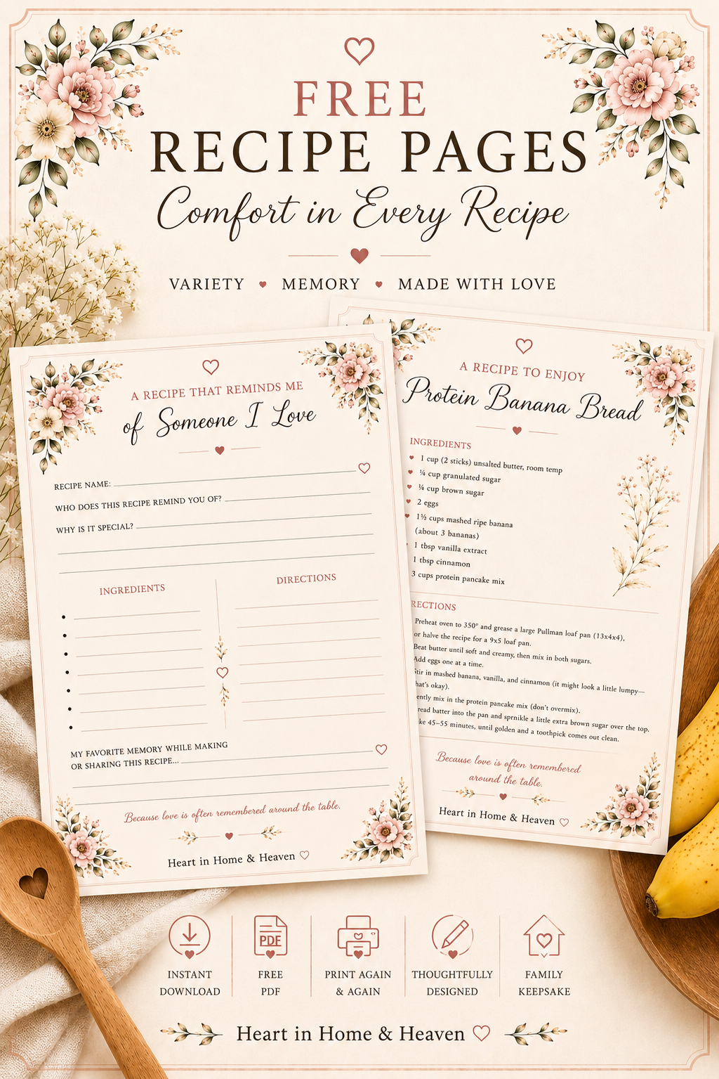 Free Comfort Recipe Pages (free printable)